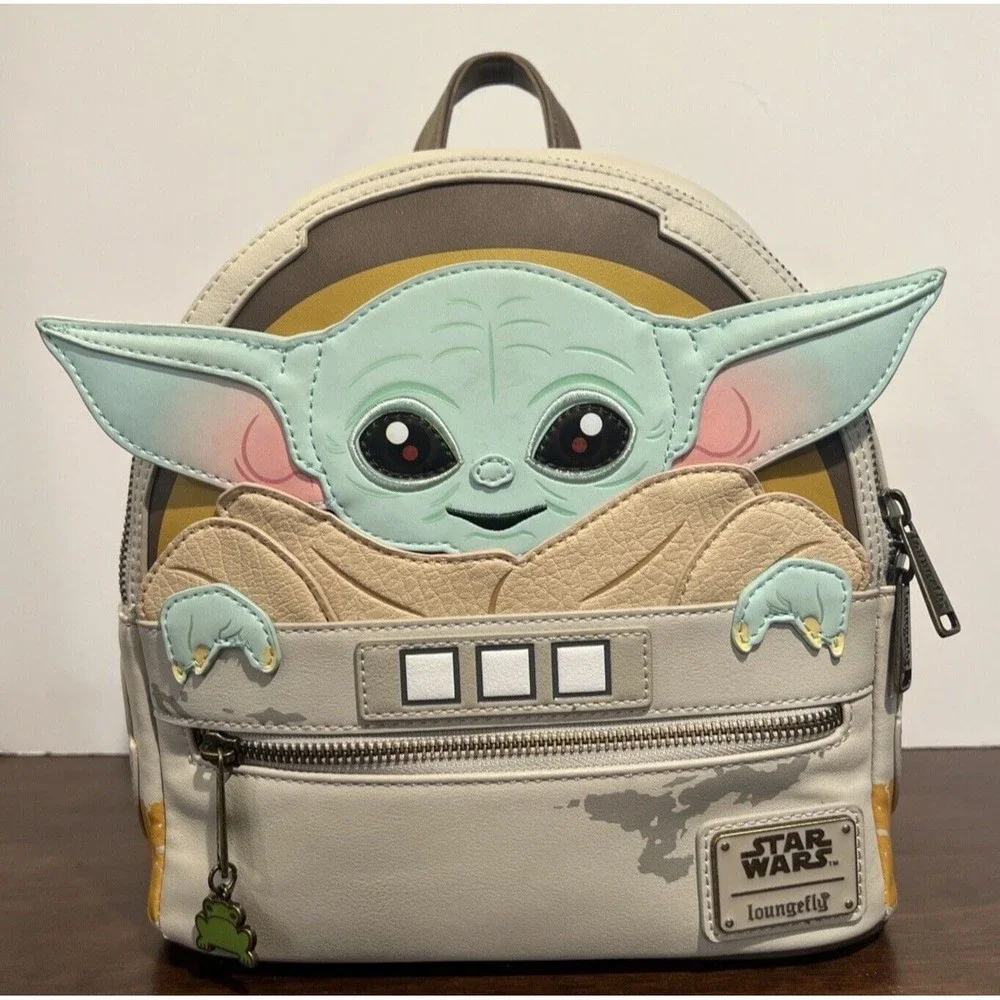 Pre-owned Light Use Loungefly Star Wars Baby Yoda Backpack - Gray/Green Disney - Picture 1 of 13